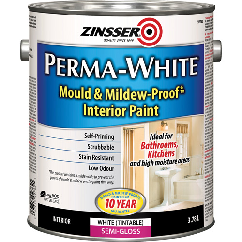 Perma-White&reg; Mold & Mildew-Proof Interior Paint, 3.78 L, Gallon, White Dufferin Supply