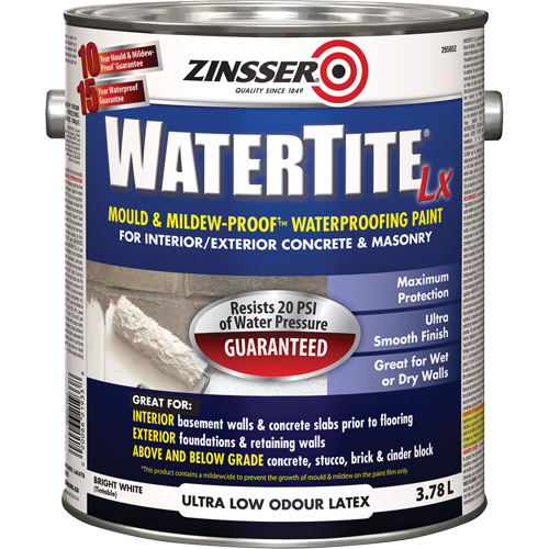 Watertite&reg; LX Mold & Mildew-Proof Waterproofing Paint, 3.78 L, Gallon, White Dufferin Supply