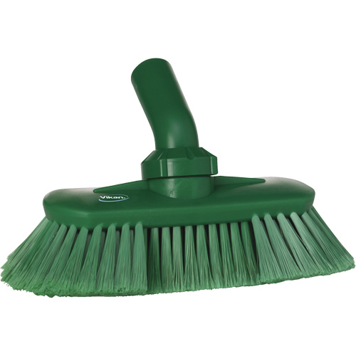 Brosse de lavage aliment&eacute;e en eau et &agrave; angle r&eacute;glable, Soies Doux, Longueur de 9-1/4", Vert Dufferin Supply