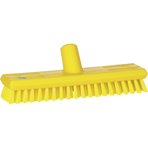Water-Fed Deck Scrub Brush, X-Coarse Bristles, 10-3/4", Polyester, Yellow Dufferin Supply