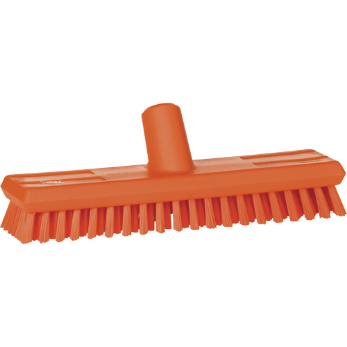 Water-Fed Deck Scrub Brush, X-Coarse Bristles, 10-3/4", Polyester, Orange Dufferin Supply
