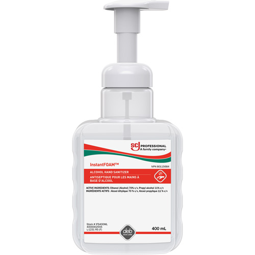 InstantFoam&reg; Hand Sanitizer, 400 ml, Pump Bottle, 70% Alcohol Dufferin Supply