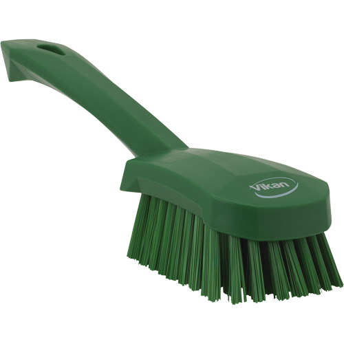 Short-Handled Churn Brush, Stiff Bristles, 10" Long, Green Dufferin Supply