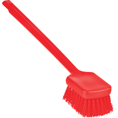 ColorCore Long Handle Brush, Stiff Bristles, 20" Long, Red Dufferin Supply