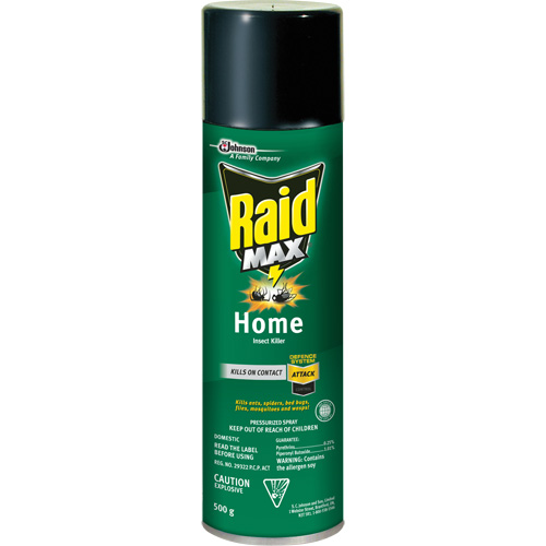 Raid&reg; Max&reg; Home Insect Killer Insecticide, 500 g, Aerosol Can, Solvent Base Dufferin Supply