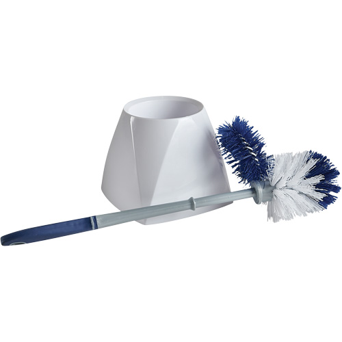 Toilet Brush with Lip & Holder, 15" L, Synthetic Bristles, White Dufferin Supply