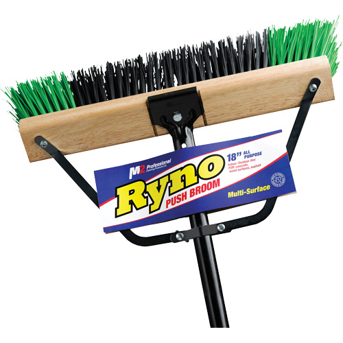 Ryno Push Broom with Braced Handle, 18", Stiff, PVC Bristles Dufferin Supply