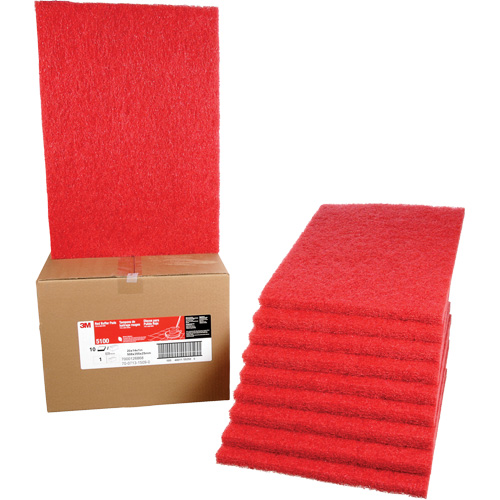Tampon de nettoyage pour tapis, 14" x 20", Lustrage/Nettoyage, Rouge Dufferin Supply
