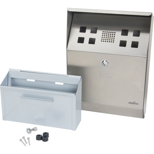 Smoking Receptacle, Wall-Mount, Stainless Steel, 1 Litre Capacity, 11-4/5" Height Dufferin Supply