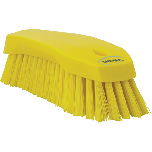 Large Angled Hand Brush, Stiff Bristles, 8" Long, Yellow Dufferin Supply