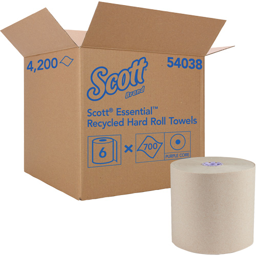 Essential 100% Recycled Brown Hard Roll Towels, 1 Ply, Standard, 700' L Dufferin Supply