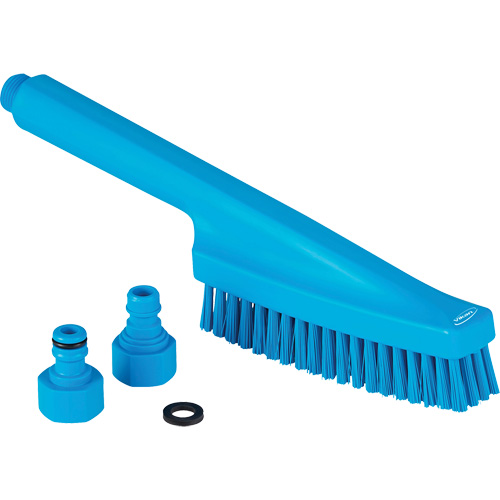 Brosse &agrave; main avec circulation d'eau, Soies Ferme, Longueur de 13", Bleu Dufferin Supply