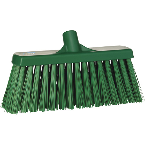 Heavy-Duty Push Broom, Stiff Bristles, 13", Polyester, Green Dufferin Supply