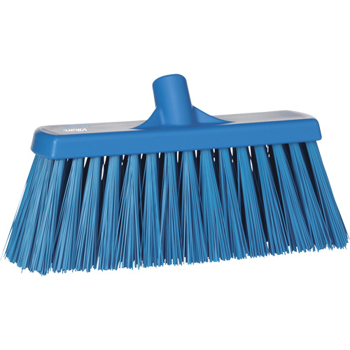 Heavy-Duty Push Broom, Stiff Bristles, 13", Polyester, Blue Dufferin Supply
