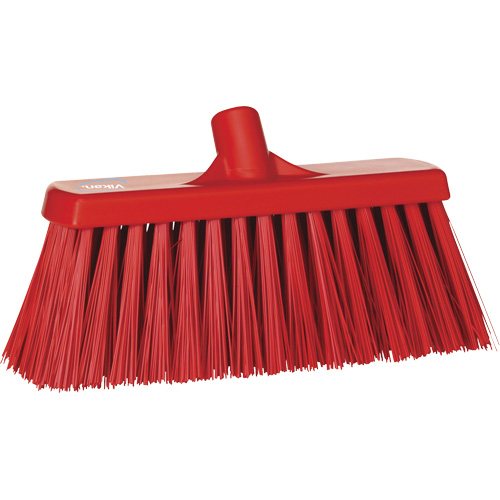 Heavy-Duty Push Broom, Stiff Bristles, 13", Polyester, Red Dufferin Supply