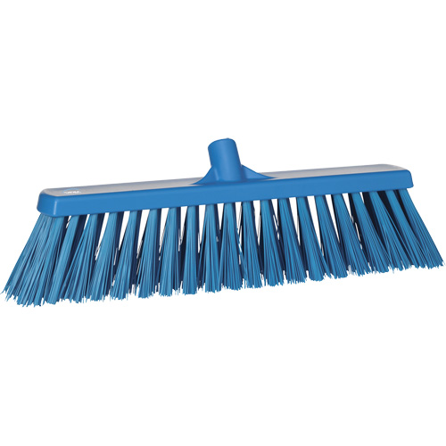 Heavy-Duty Push Broom, Stiff Bristles, 20", Polyester, Blue Dufferin Supply