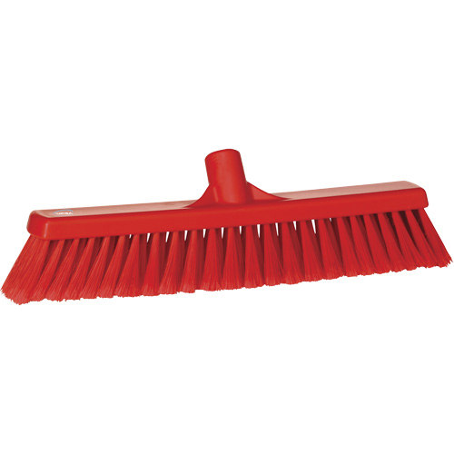 Fine Particle Push Broom, Fine/Split Bristles, 16-1/4", Polypropylene, Red Dufferin Supply