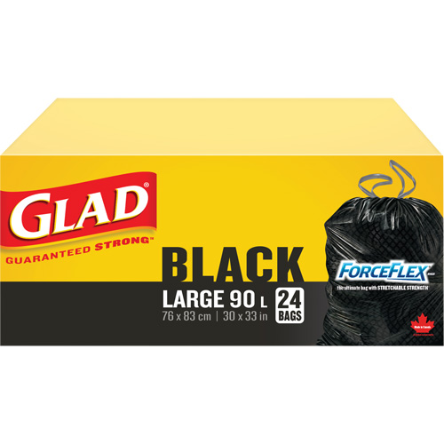Sacs &agrave; ordures 90 L, R&eacute;gulier, 30" la x 33" lo, Noir Dufferin Supply