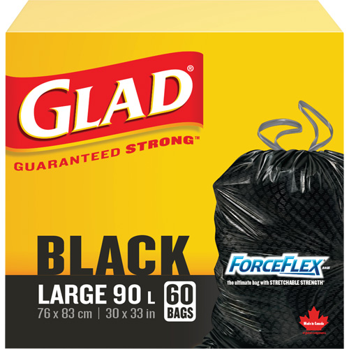 90L Garbage Bags, Regular, 30" W x 33" L, Black Dufferin Supply
