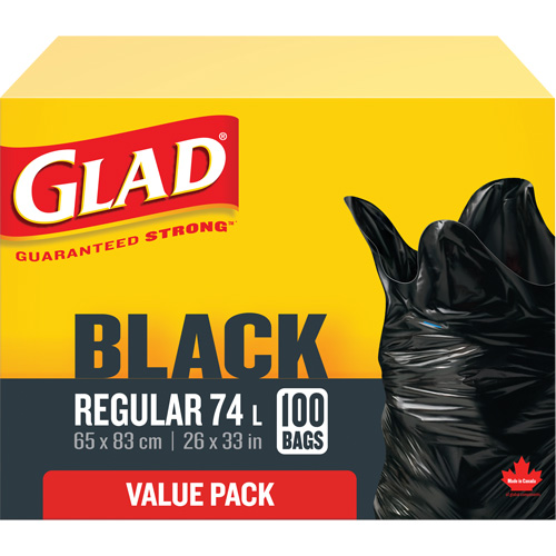 74L Garbage Bags, Regular, 26" W x 33" L, Black Dufferin Supply
