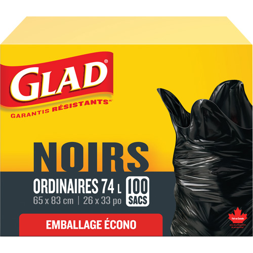74L Garbage Bags, Regular, 26" W x 33" L, Black Dufferin Supply