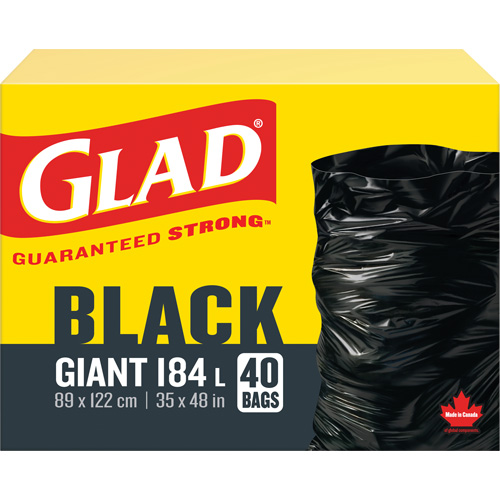 184L Garbage Bags, Regular, 35" W x 48" L, Black Dufferin Supply