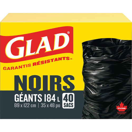 184L Garbage Bags, Regular, 35" W x 48" L, Black Dufferin Supply