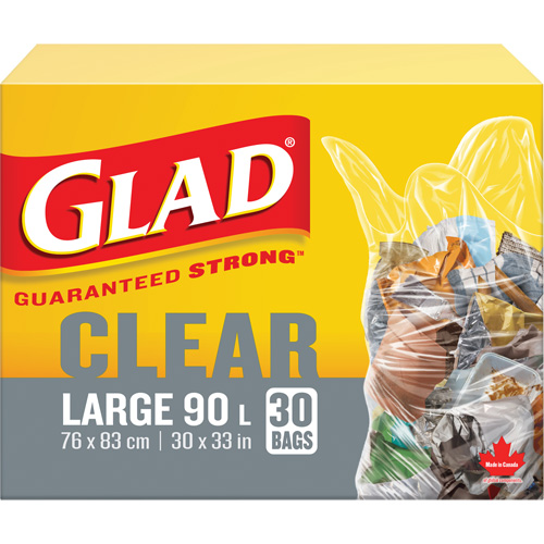90L Garbage Bags, Regular, 30" W x 33" L, Clear Dufferin Supply