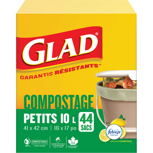 Small Compostable Bags, Regular, 17" L x 16" W, Brown, 10 L (3 Gal.) Capacity Dufferin Supply