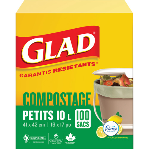 Petits sacs de compostage, R&eacute;gulier, 17" lo x 16" la, Brun, Capacit&eacute; de 10 L (3 gal.) Dufferin Supply