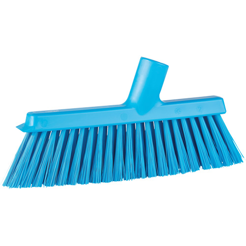 Dustpan Broom with Angled Thread, Medium Bristles, 10", Polyester, Blue Dufferin Supply