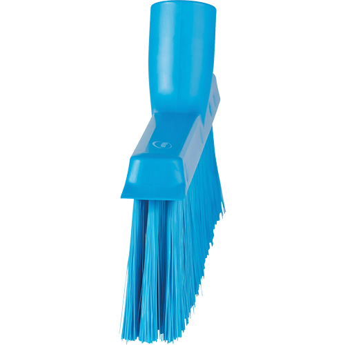 Dustpan Broom with Angled Thread, Medium Bristles, 10", Polyester, Blue Dufferin Supply