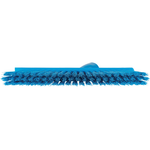 Dustpan Broom with Angled Thread, Medium Bristles, 10", Polyester, Blue Dufferin Supply