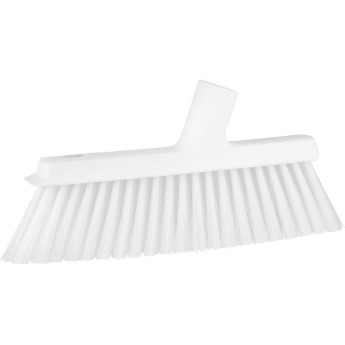 Dustpan Broom with Angled Thread, Medium Bristles, 10", Polyester, White Dufferin Supply