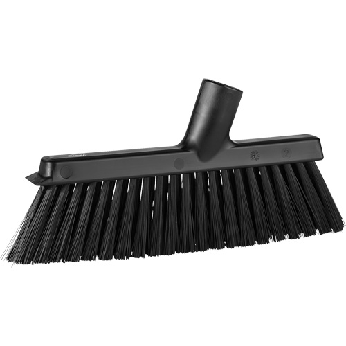 Dustpan Broom with Angled Thread, Medium Bristles, 10", Polyester, Black Dufferin Supply