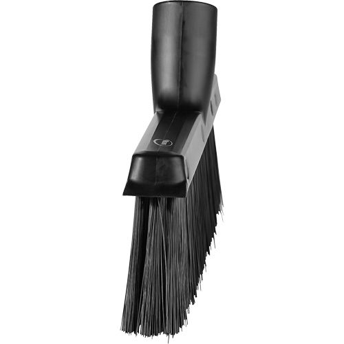 Dustpan Broom with Angled Thread, Medium Bristles, 10", Polyester, Black Dufferin Supply