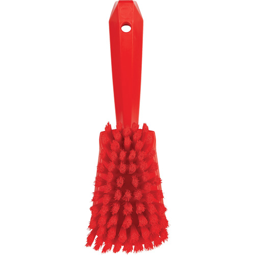 Brosse &agrave; r&eacute;curer avec manche court, Soies Doux, Longueur de 10-1/2", Rouge Dufferin Supply