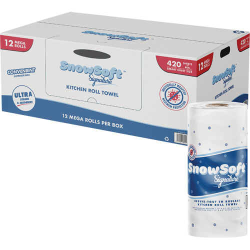 Rouleau dessuie-tout de cuisine Signature de Snow Soft, 2 Pli, 420 Feuilles/rouleau, 4,5" la, 11" lo Dufferin Supply