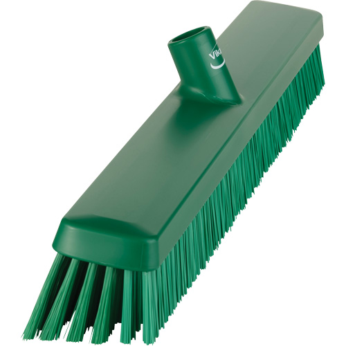 Heavy-Duty Push Broom, Fine/Stiff Bristles, 24", Green Dufferin Supply