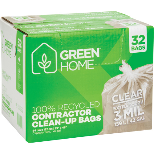 Green Home Garbage Bags, Strong, 33" W x 48" L, 3 mils, Clear, 159 L (42 Gal.) Capacity Dufferin Supply