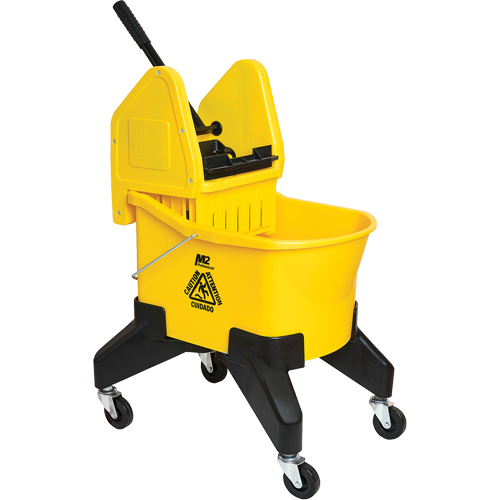 Seau & essoreuse pour vadrouille Grizzly, Pression lat&eacute;rale, 8 gal. US (32 pintes), Jaune Dufferin Supply