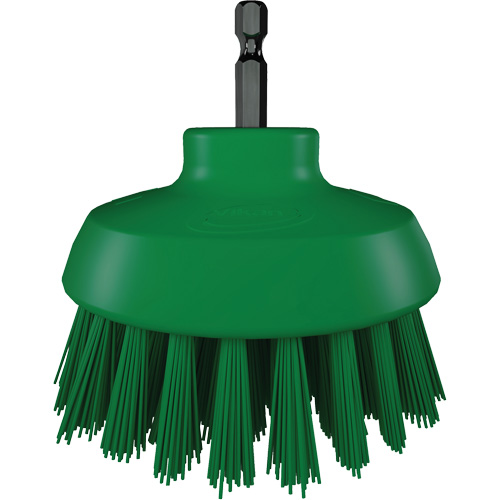 Brosse ronde HyDrive pour perceuse, Soies Tr&egrave;s ferme, Longueur de 3-1/10", Vert Dufferin Supply
