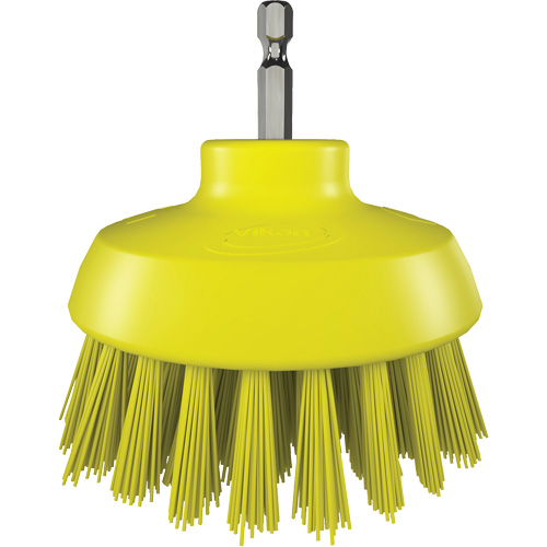 Brosse ronde HyDrive pour perceuse, Soies Tr&egrave;s ferme, Longueur de 3-1/10", Jaune Dufferin Supply