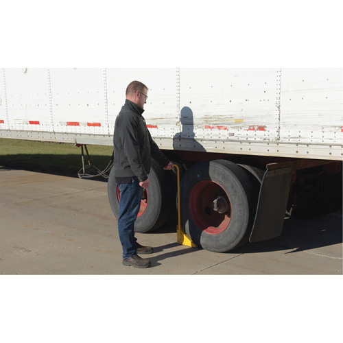 Ergo Handle Wheel Chock, Steel, Yellow, 8" W x 10-3/4" D x 9-1/8" H Dufferin Supply