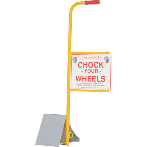 Wheel Chock with Handle & Sign, 7" W x 11-7/8" D x 7-11/16" H Dufferin Supply