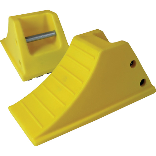 40 Ton Large Equipment Wheel Chock with Grip Pads, Urethane, Yellow Dufferin Supply