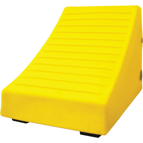 400 Ton Large Equipment Wheel Chock with Handle & Hole, Urethane, Yellow Dufferin Supply