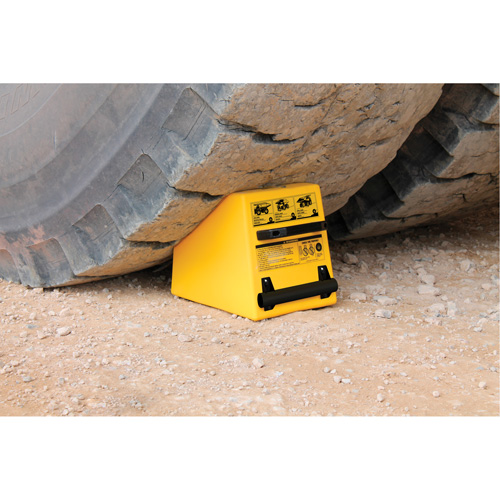Checkers Safety Heavy-Duty Ultra Class Mining Wheel Chock, HDPE, Yellow, 14-1/2" W x 17-1/2" D x 16" H Dufferin Supply