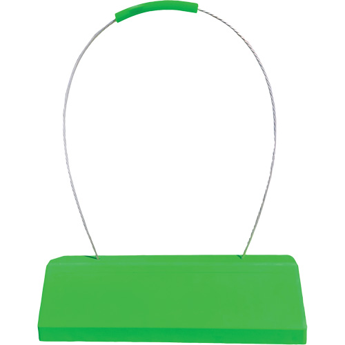 Cale de roue pour avion Checkers Safety SafeRay avec poign&eacute;e &agrave; c&acirc;ble ergonomique, Ur&eacute;thane, Vert fluorescent, 24" la x 8" p x 6" h Dufferin Supply