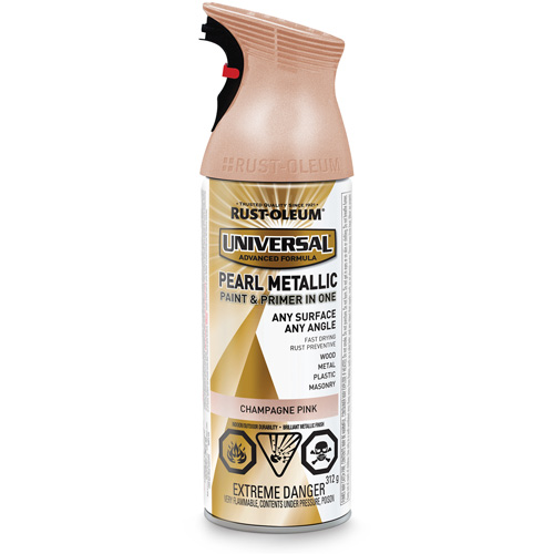 Universal&reg; Pearl Paint & Primer In One Spray Paint, Champagne Pink, Metallic, Aerosol Can Dufferin Supply